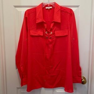 Calvin Klein Top, Coral color, 1X, Never Worn.